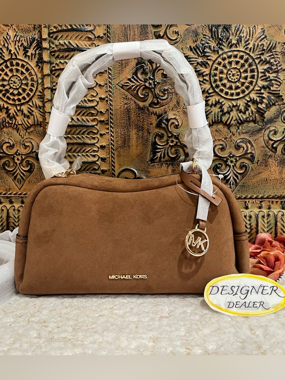 MICHAEL KORS Cecily Small Bonded Leather Shoulder Bag NWT Luggage